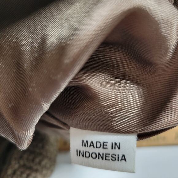 Vintage Sak Crochet Shoulder Bag 10" Dark Tan Nylon Ladies Handbag Pockets - Picture 14 of 16